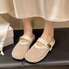 Baotou Slippers, Half Slippers, Women'S Flat Bottom, One Pedal Of External Air, Penetrating Slippers In Summer, Mesh Soft Bottom