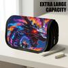 1pc Double Layer Flip Pencil Case, Neon Dragon Flame Serpent, Large Capacity, Portable Polyester Pen Storage Bag with Zipper Closure, Ideal for School