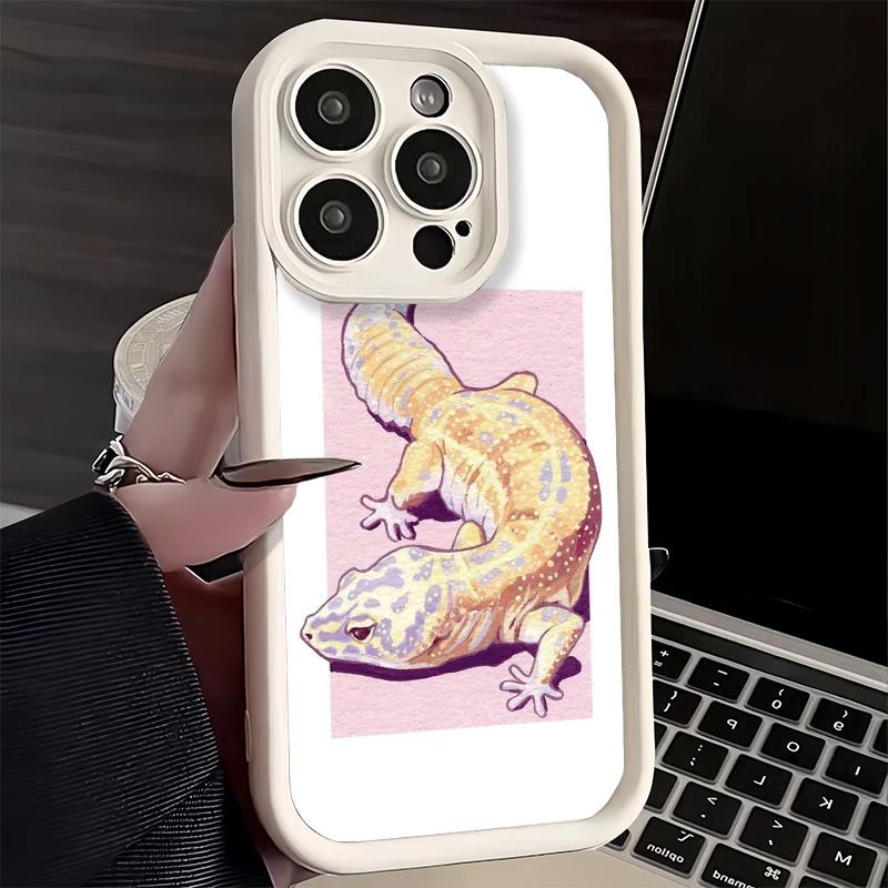 Phone Case for iPhone 17 Air 16E 15 16 Pro Max Lizards Geckos Cute Pet Cover 14 Plus 13 12 Mini Soft Shell Silicone Fundas