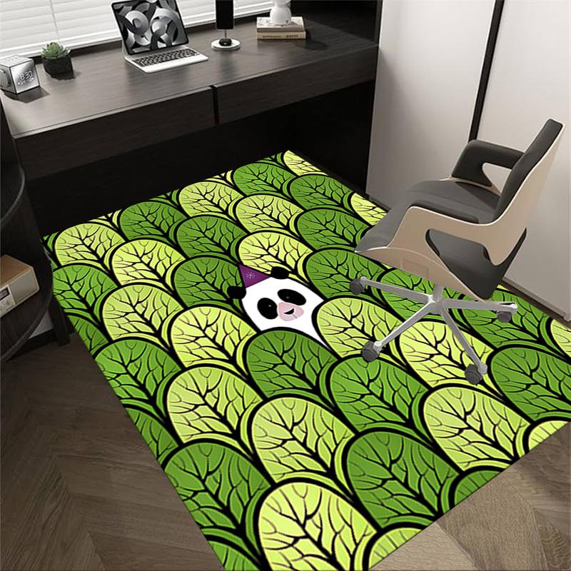 1PC Panda Leaf Extra Large Non Slip Floor carpet, Office, family, bedroom Large Area Rug Indoor Rugs, Vibrant Colors