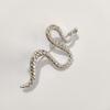 LATS Unique Design Silver Snake Brooches for Women Men Unisex Full of Rhinestone Snake Animal Pins Badge Jewelry