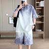 2025 Plus Size Gradient Short-Sleeve Top Set for Teen Boys - Fits Up to 8XL