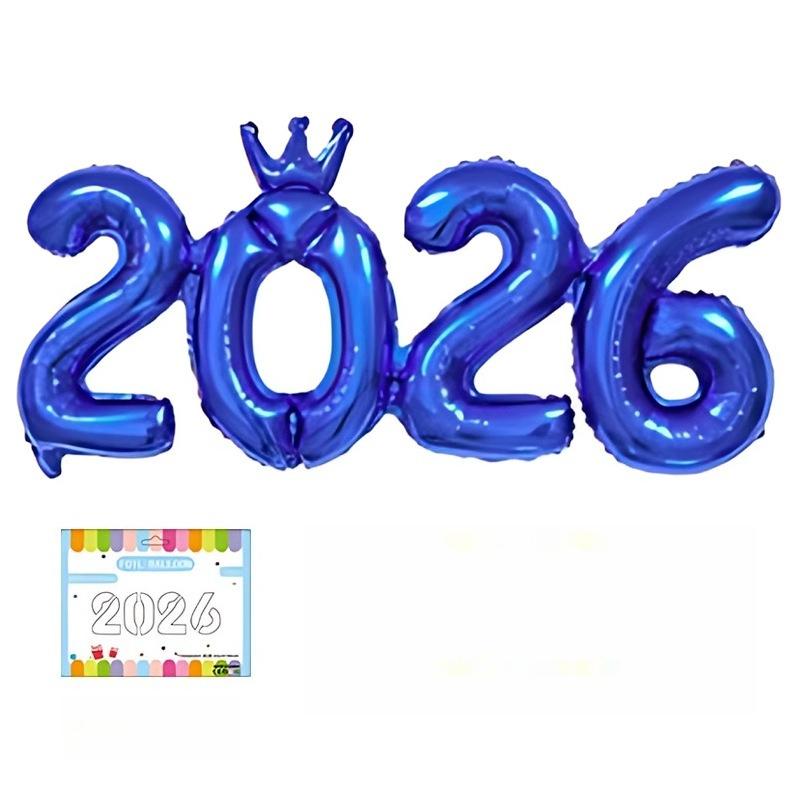 2026 Crown Number Foil Balloons for New Year Eve Party Decoration Supplies Navidad Christmas 2025 Photo Props Gifts