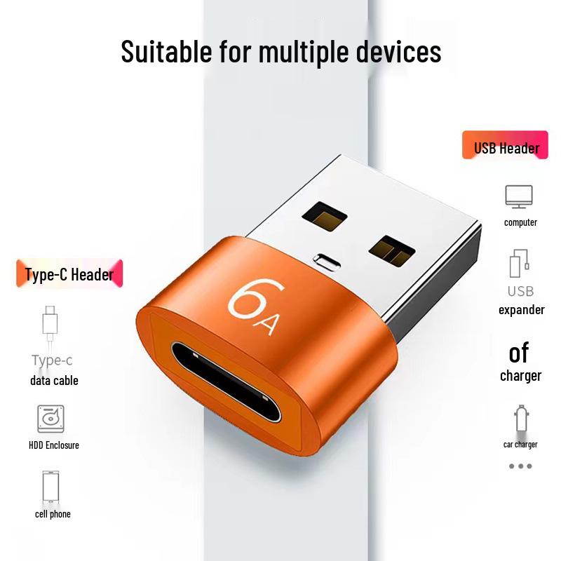 USB To Type-C Adapter: 6A Fast Charging Data Cable, Compatible with Huawei and Apple Devices