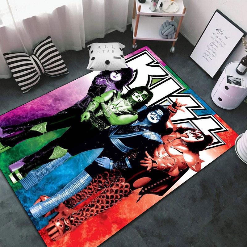 KISS rock band Carpets and Rug 3D Printing Carpet Floor Mat Living Room Bedroom Large Area Soft Carpet-JM001