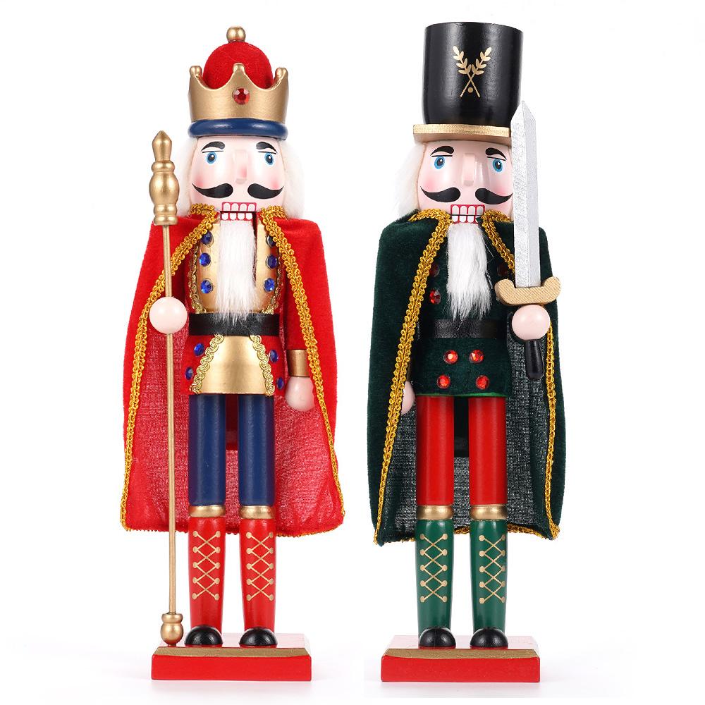 2pcs Nutcracker Puppet Soldier Ornament Doll Merry Christmas Decoration Creative Gift Wooden Handicrafts Desktop Cute Ornament