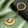 Dawapara Flying Witch On Broomstick Stainless Steel Keychain Crescent Moon Wiccan Gothic Accessories Halloween Gift