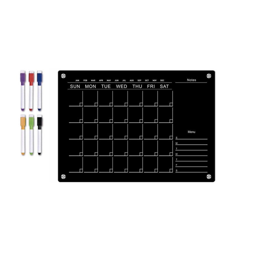 Black Fridge Magnet Calendar Board Sticker Weekly Planning Message Board Reusable Magnetic Schedule Sticker Plan Reminder