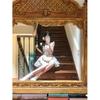 Summer sweet and gentle wind lace floral small flying sleeves splicing A word princess puffy dress dress waist and thin