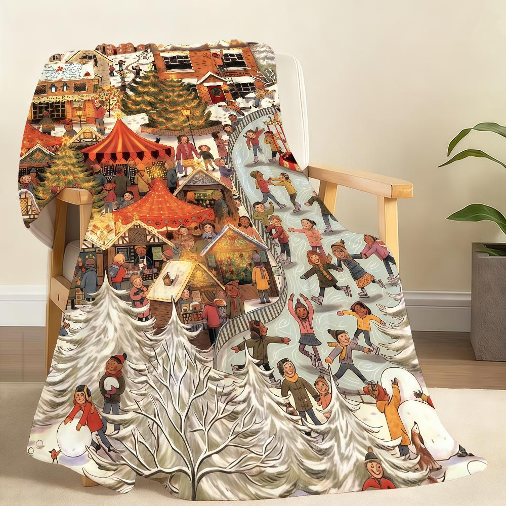 Retro Country Christmas Blanket For Soft Throw Blanket for Picnic Bed Sofa Home Bedroom Cozy Warm Comfortable