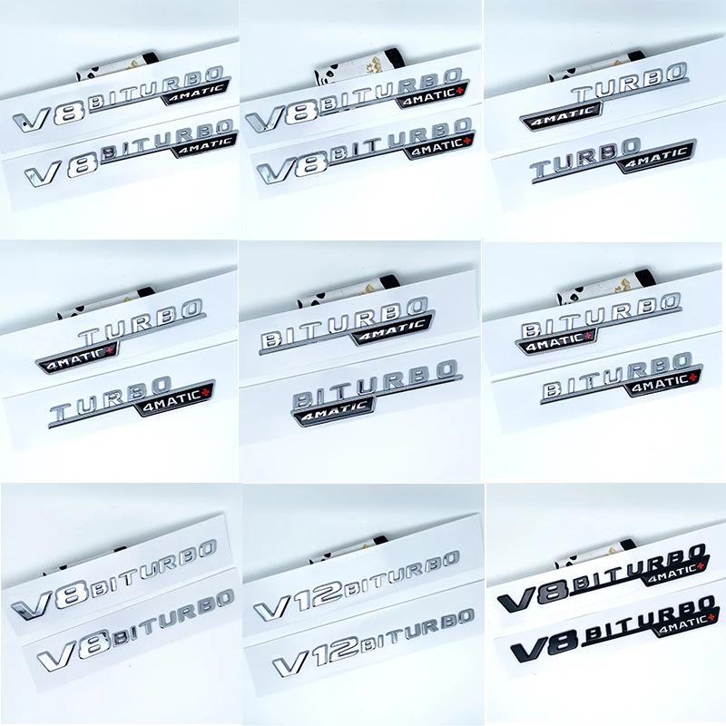 3D Flat Fo Turbo BITURBO V8 BITURBO 4MATIC 4MATIC+ V8 V12 BITURBO Plus Emblem for Benz GT Car Fender Side Sticker
