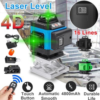 4D Lazer Terazisi 16 Yeşil Çizgi Kendiliğinden Hizalanan 360 Yatay ve Dikey Çapraz Doğruluk Lazer Işını
