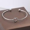 Minimalist Heart Knot Twisted Line Open Cuff Bracelet for Women