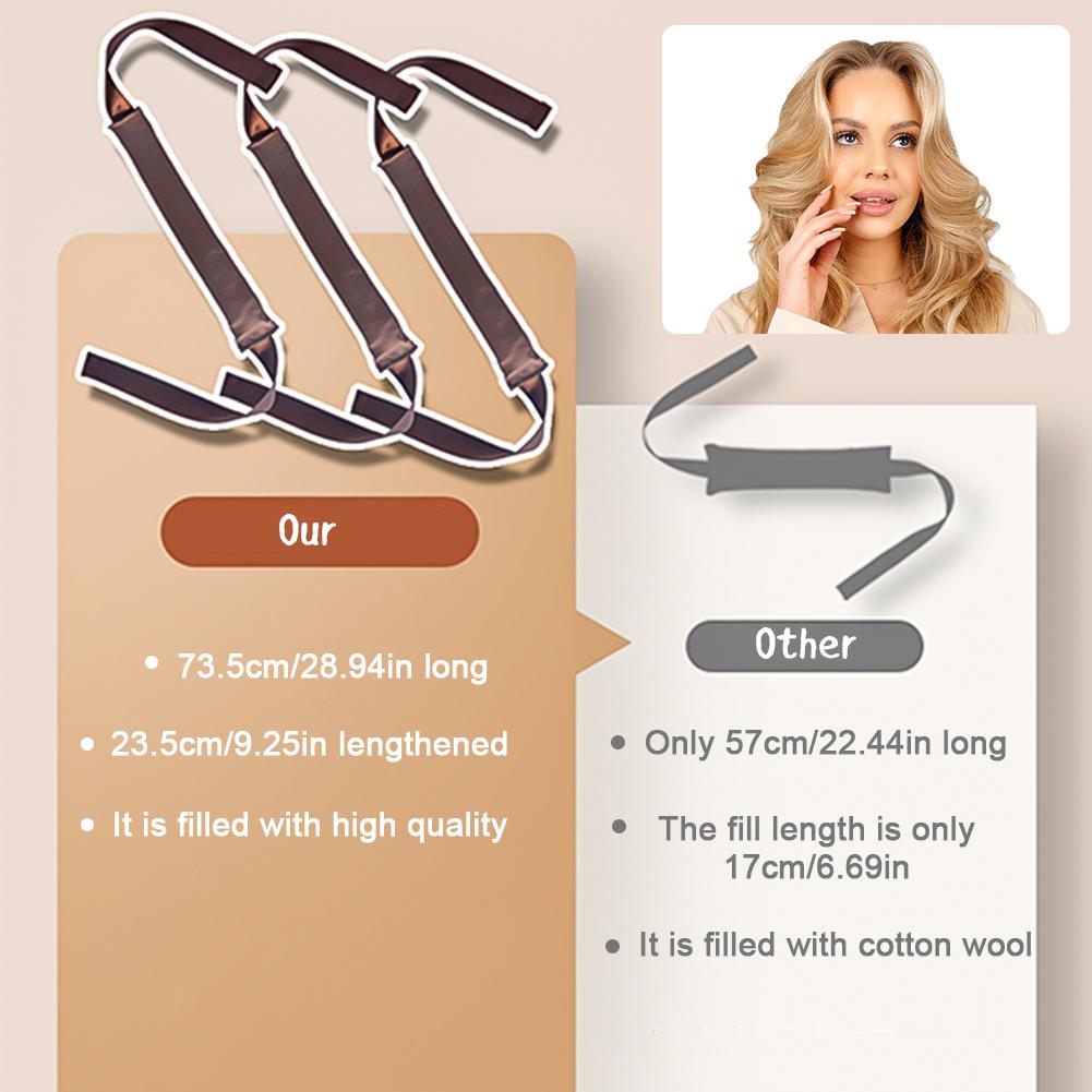 3pcs/set No Heat Curling Iron Ribbon Curling Tool Big Wave Sleeping Curling Tool Lazy Curling Iron Rod