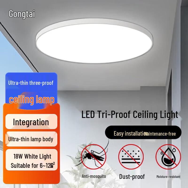 Gongtai LED Dustproof Moisture-Proof Ceiling Light