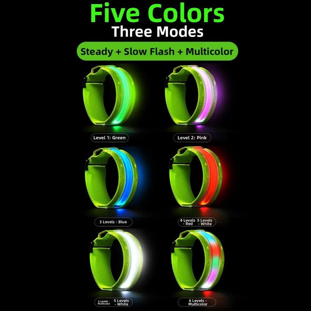 2Pcs Waterproof LED Light Armband 3 Modes Warning Wristband  Cycling Activities