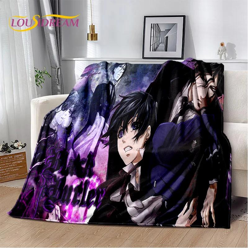 Cartoon Black Butler Anime 3D-Decke, weiche Überwurfdecke für Zuhause, Schlafzimmer, Bett, Sofa, Picknick, Reisen, Büro, Ruhebezug, Decke für Kinder