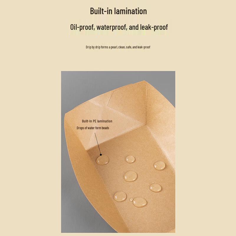 Disposable Kraft Paper Boat-Shaped Food Containers