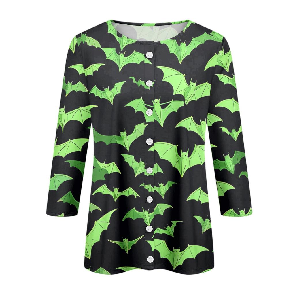 Women's Fashionable, Casual, Comfortable Halloween Print Cardigan Jacket