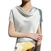 Women's Plus Size Cowl Neck Ice Silk Short Sleeve Loose-Fit Top