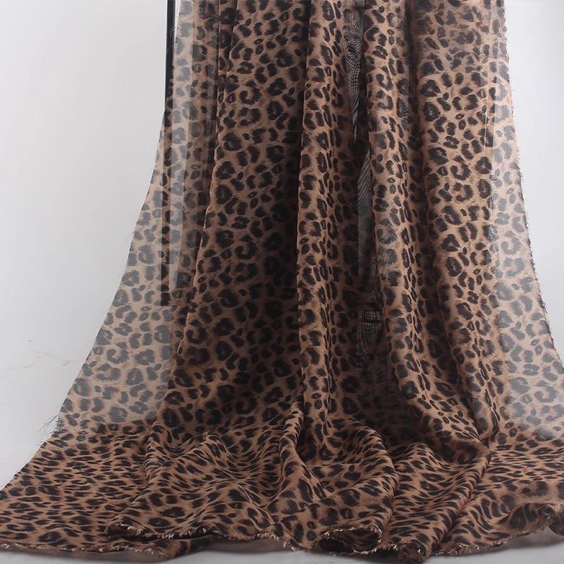 100x150cm 75D Imprimeu Leopard Șifon Material Rochie de Var cu Bretele Protecție Solară Subțire Transparentă Cădere Liberă Material Șifon Fără Șifonare