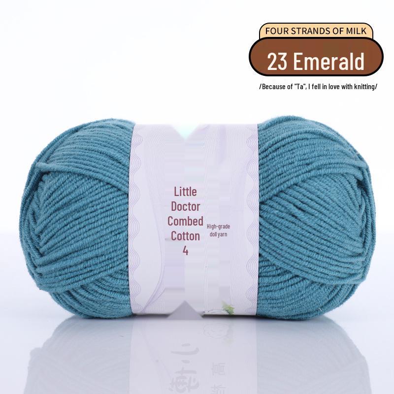 40g 4-Ply Combed Milk Cotton Yarn - Little Doctor, Medium-Thick for DIY Knitting Projects: Dolls, Cushions, Blankets