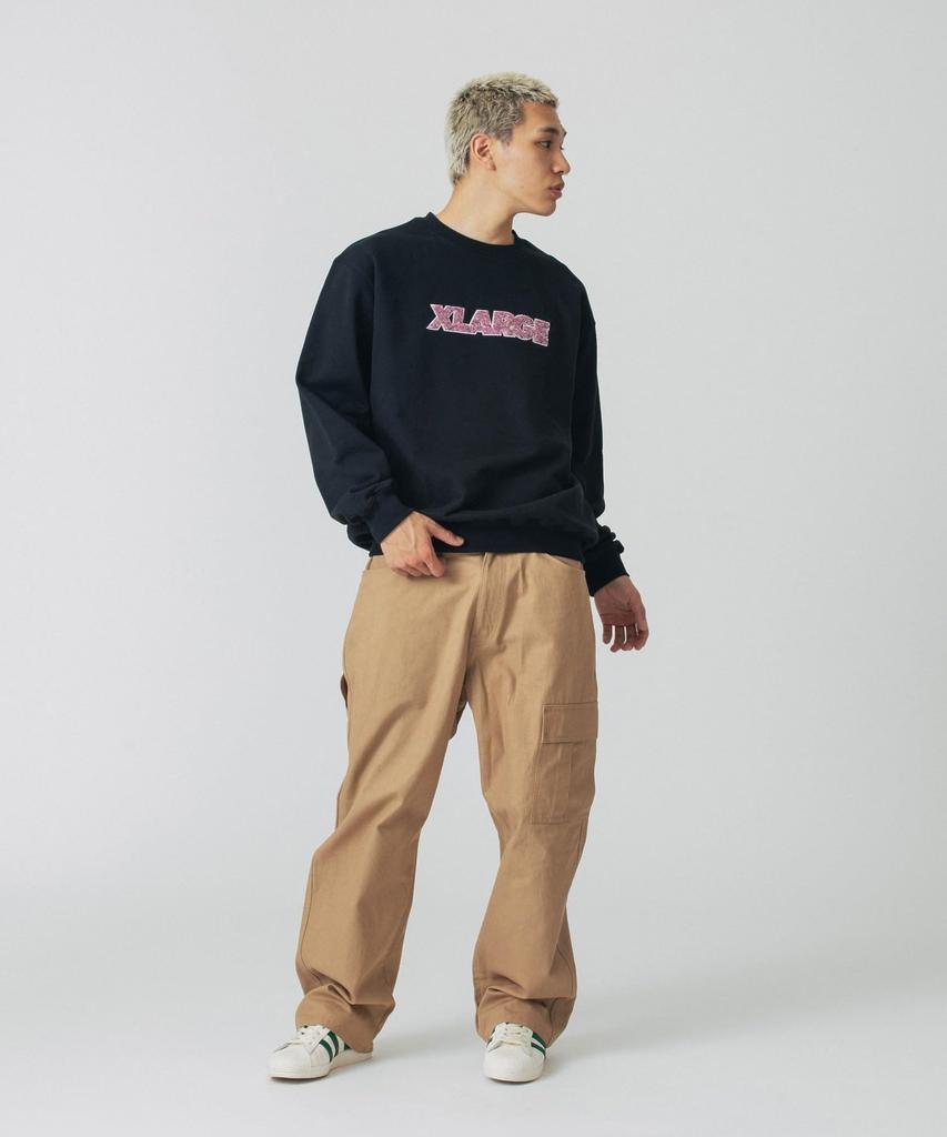 Trainer CHENILLE STANDARD LOGO CREWNECK SWEATSHIRT BLACK [Extra Large] Men's