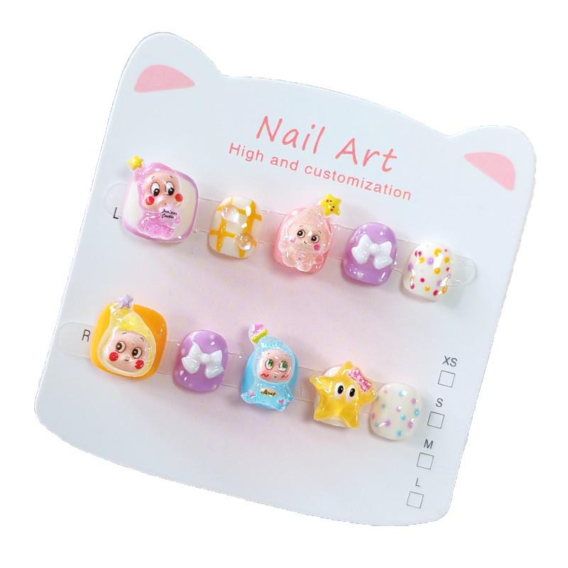Handmade Cute Star & Kids Cartoon Nail Art Stickers In Playful Colors