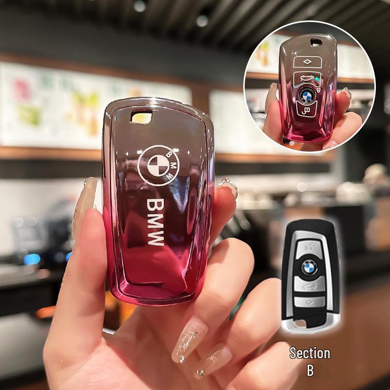 Compatible BMW Key Case for 3 Series, X3, 530Li, 5 Series, 525, 1 Series, 7 Series, and X4 Models - TPU Shell with Buckle.