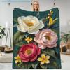 1pc Floral Print Blanket, Vintage Floral Design, Multiple Sizes Available, Suitable for Living Room, Bedroom, Study, Balcony, Office