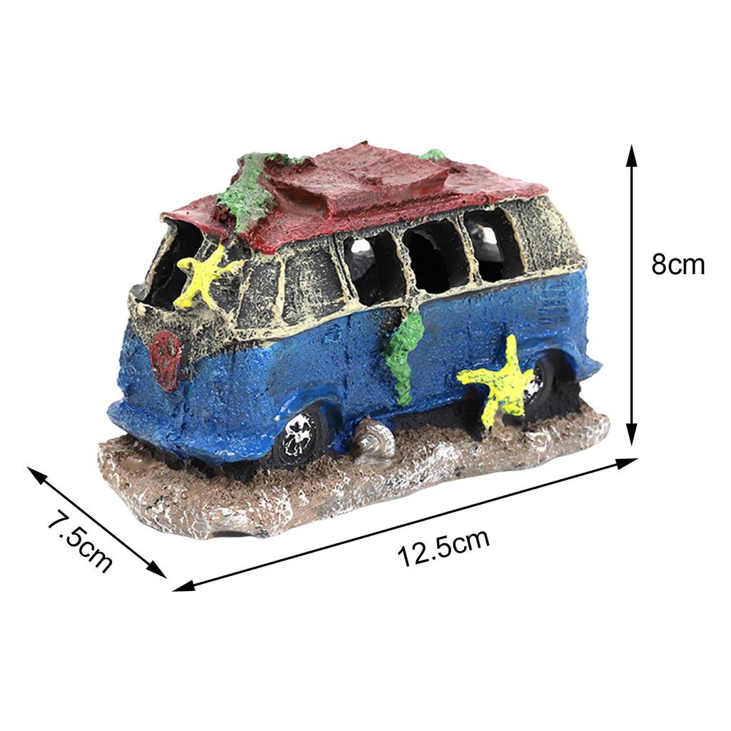 Décoration d'Aquarium Épave de Voiture en Résine Cachette pour Poissons Décoration d'Aquarium pour Animaux Aquatiques