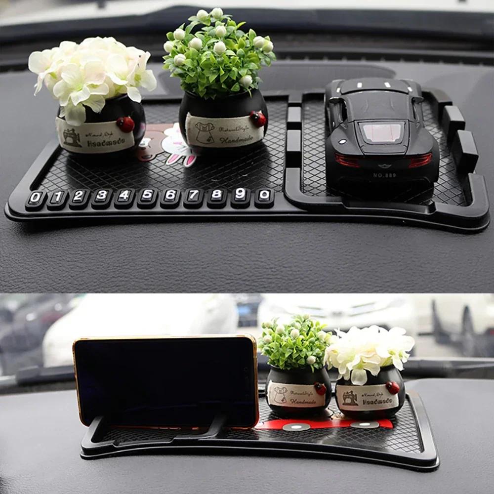 Car Ornament PVC Anti Slip Mat Cute Decoration Dashboard Non-slip Pad With Phone Number Prompt Auto Interior Accessories Gifts