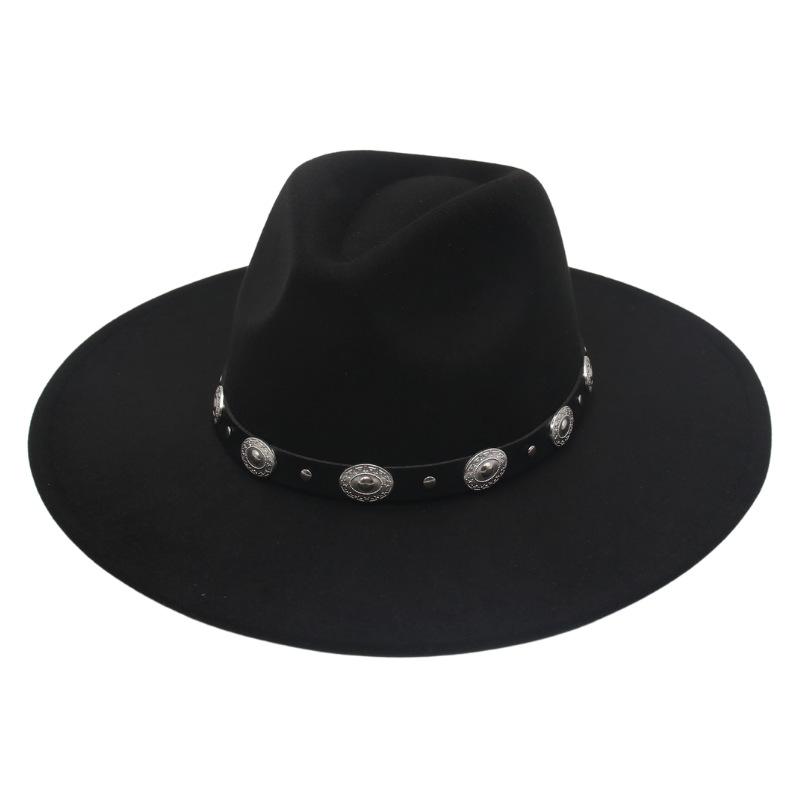 Plus Edge Felt Top Hat Jazz Hat Gentleman Ladies Wind Metal Sheet Hat