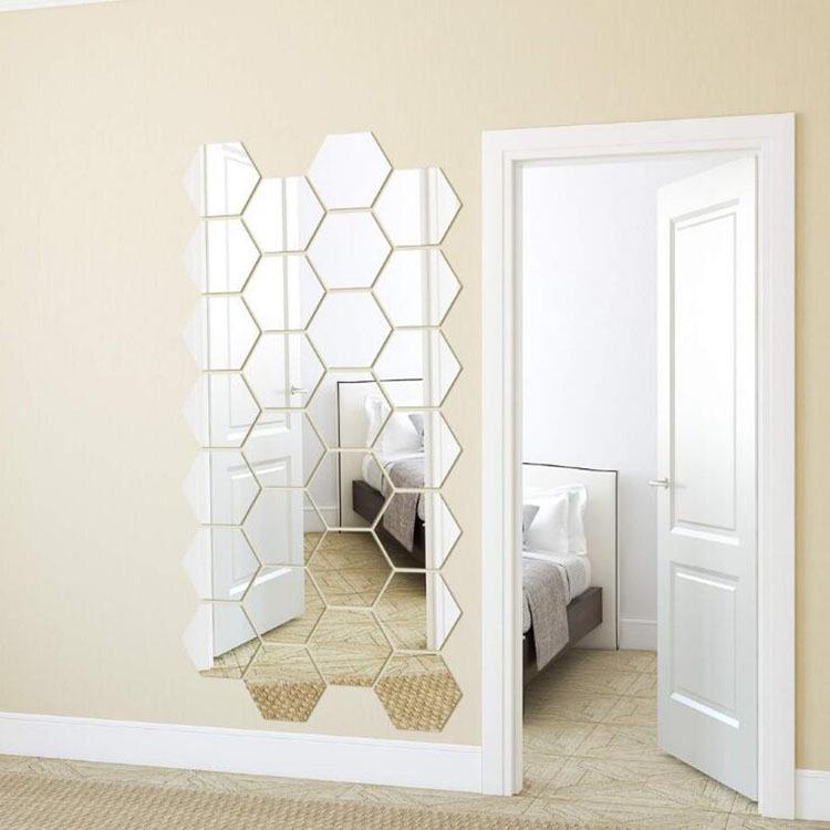 DIY Hexagonal Acrylic 3D Wall Mirror Sticker for Living Room & Staircase Décor