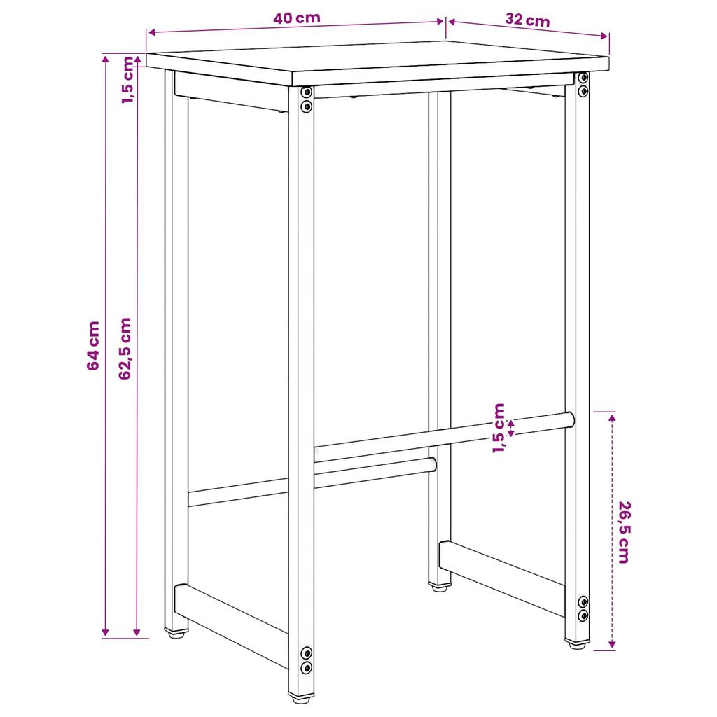 Bar Stool Black Oak Look 40 X 32 X 64 Cm Engineered Wood