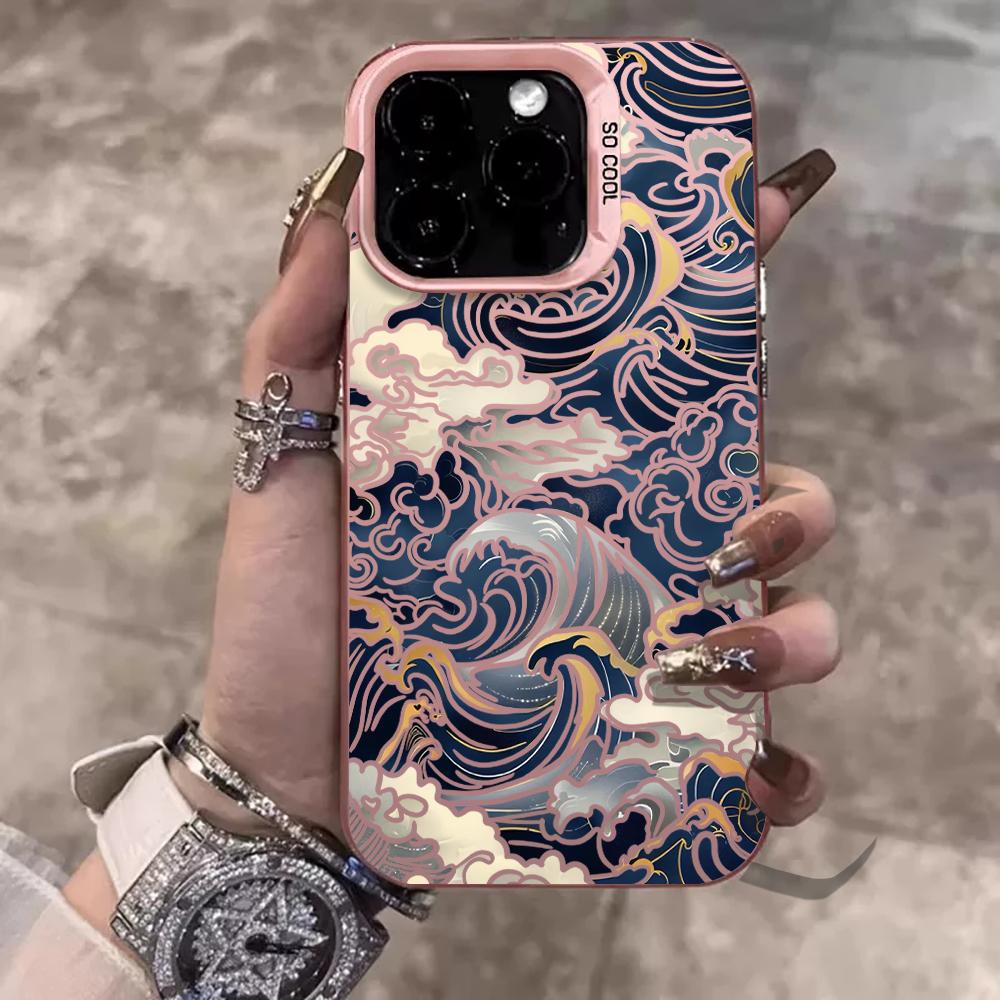 Art Waves Cool Fashion Phone Case For iPhone 17 Pro Max 17e 16e 15 17 Air 14 13 12 11 Pro Max 8 Plus X IMD Shockproof Cover