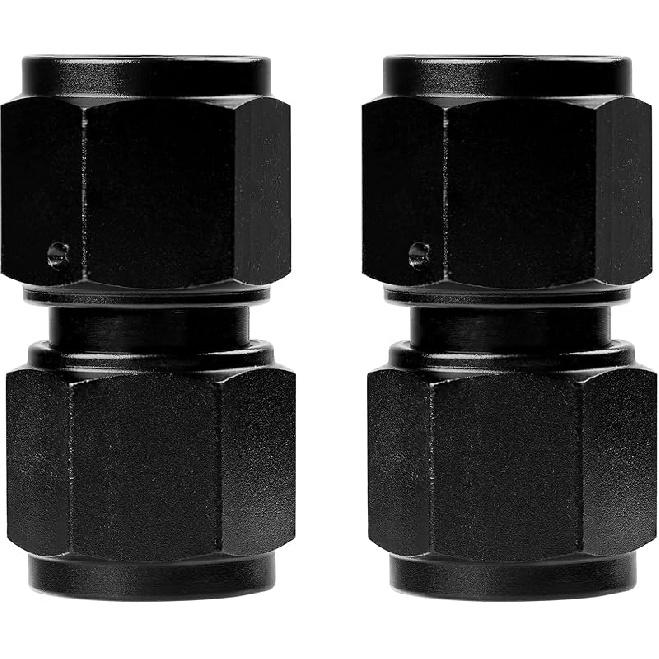 Ucreative 6AN Female to 6AN Female Straight Swivel Coupler Union Fitting Adapter Aluminum Black 2PCS