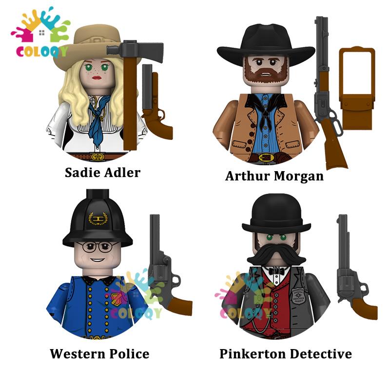 Kids Toys Cowboy Building Blocks Sadie Morgan Police Detective Soldiers Mini Action Figures Toys For Kids Christmas Gifts