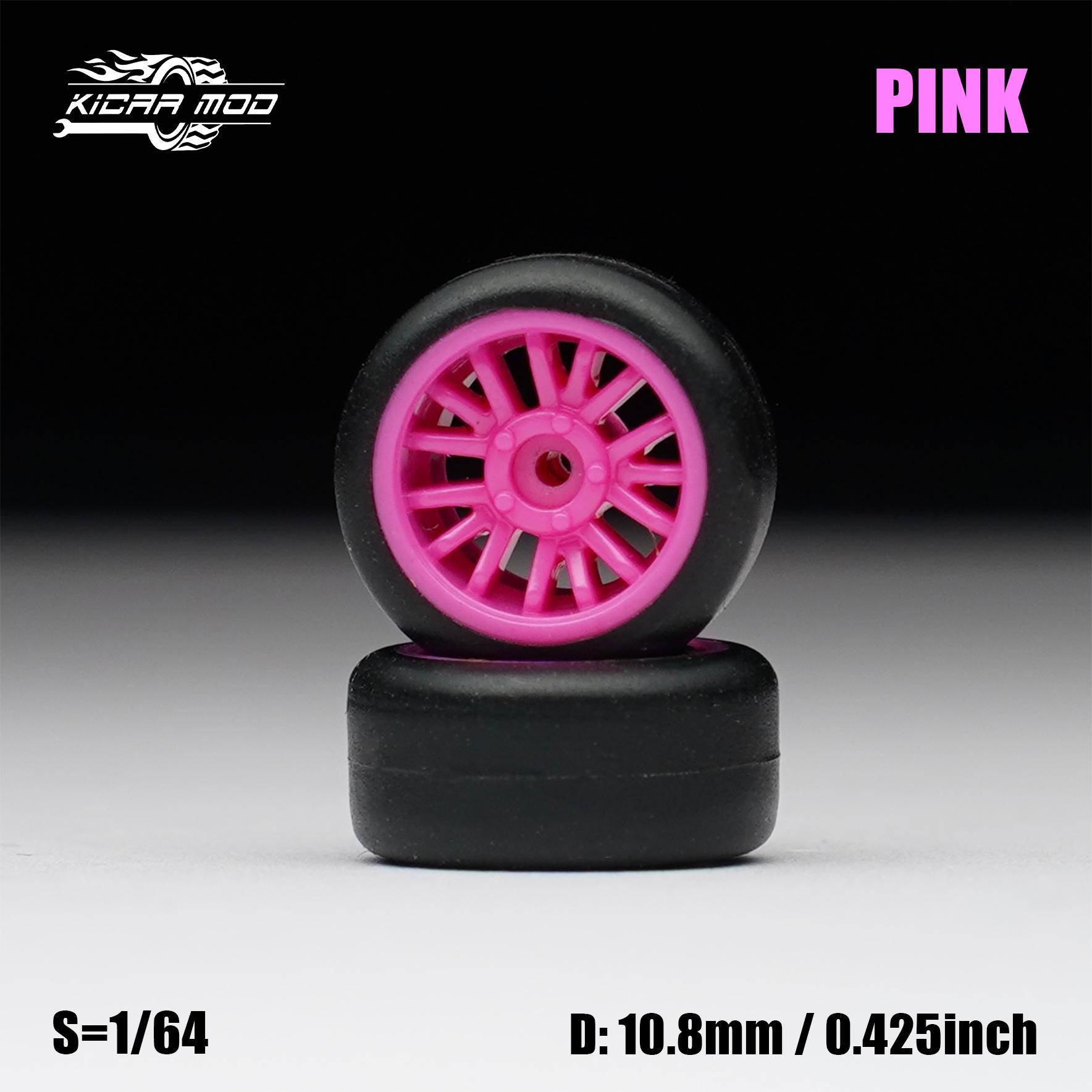 1/64 Modellauto Rosa Räder Mit Festen Gummireifen Kommt Mit Nieten Für Diecast Modell Umbau Teile Für Räder 4 Stück 1 Satz