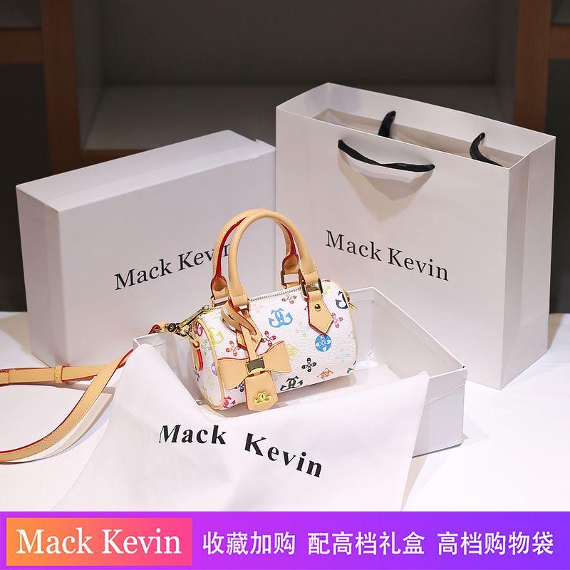

Mackkevin Genuine Leather Bow Boston Pillow Bag Women 2025 New High-Grade Shoulder Messenger Bag White/apricot