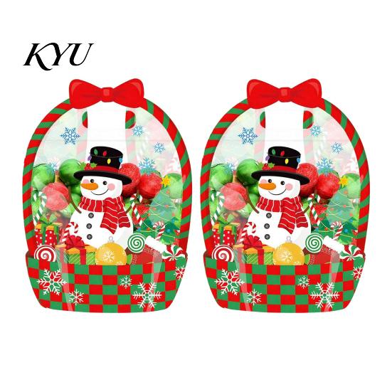 Candy Bags with Handle 2/4/6Pcs Clear Gift Bag for Halloween Christmas, Goodie Treat Holders Handle, Resealable Sealed Pouch Holiday Party Favors