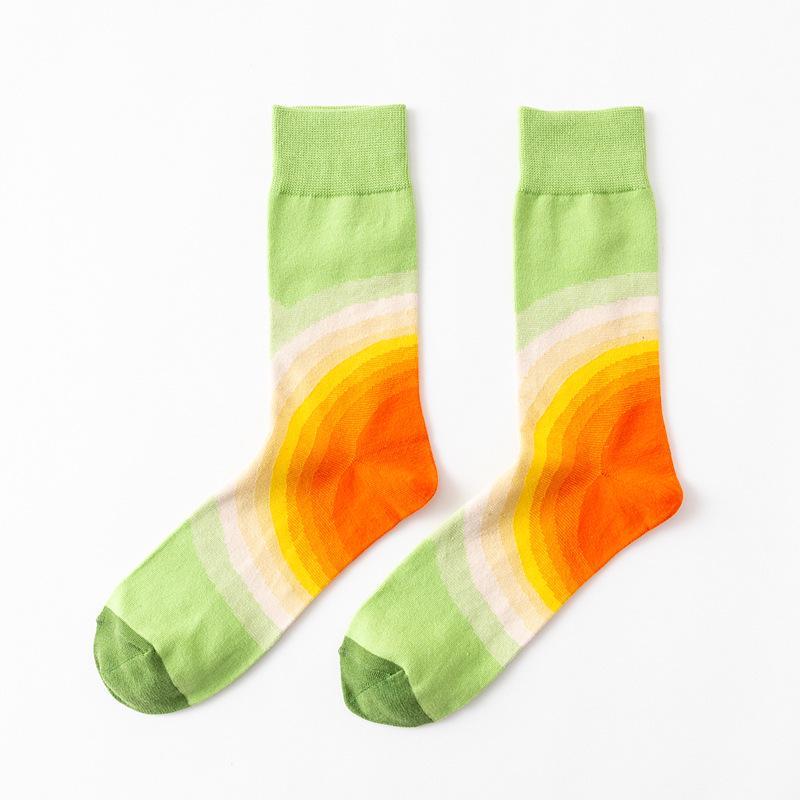 Módní pánské ponožky Česané bavlněné ponožky Kreslené zvíře Pták Květ Geometrické Novelty Crew Socks