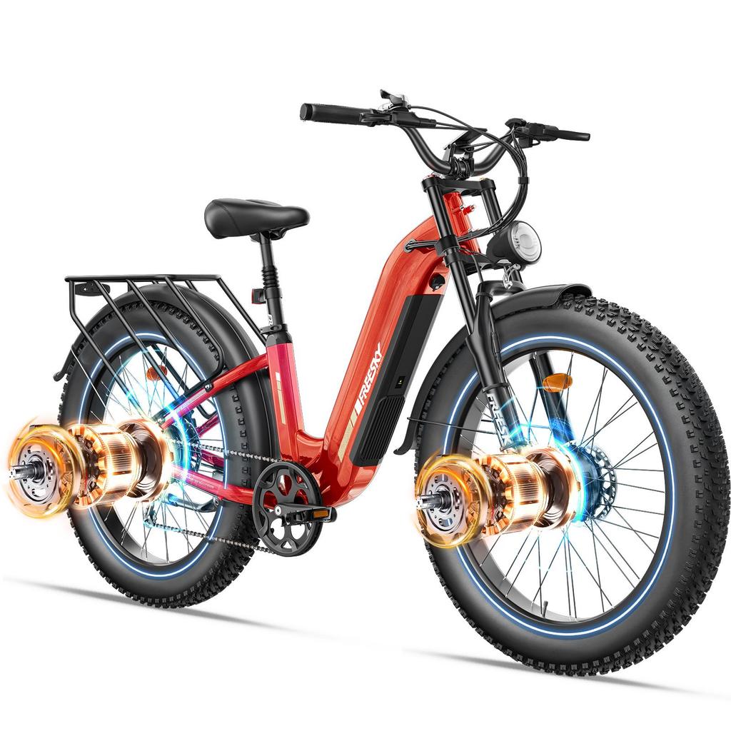 Freesky M540 Electric Bike, 2 * 160NM Dual Motor, 48V 23AH Battery, 26*4.0'' Tires, 32MPH, LCD Display, Hydraulic Brakes