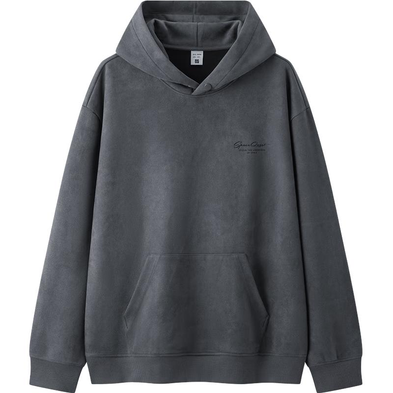 

Semir Men s Printed Letter Faux Suede Hooded Sweatshirt XL