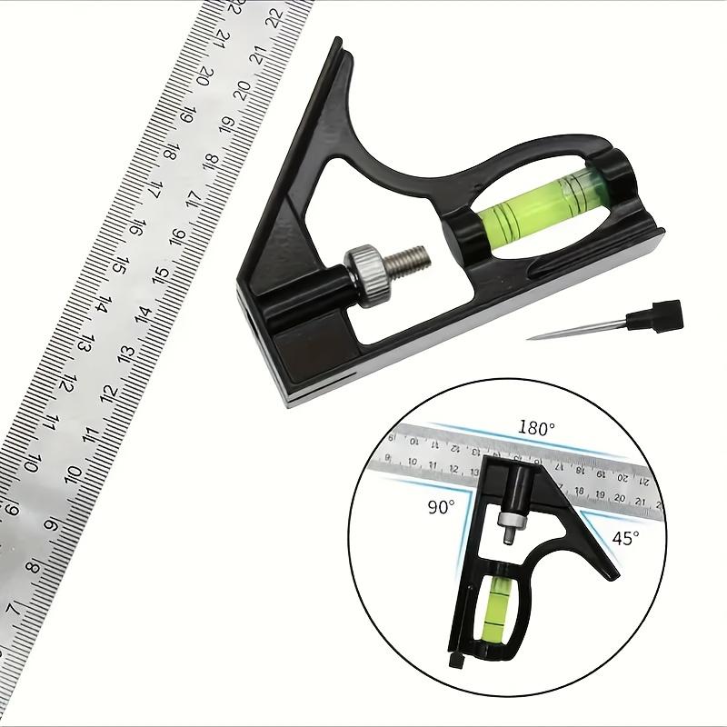 Adjustable Iron Right Angle Ruler Set - Multifunctional Measuring Tool with Combination Square for Woodworking, Carpentry, and Craftsmanship