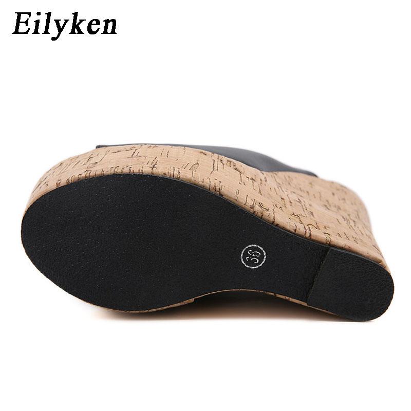Fashion Eilyken Fashion Peep Toe Platform Wedges Women Slippers High Quality PU Leather Sandals 2025 New Summer Solid Heels Ladies Shoes