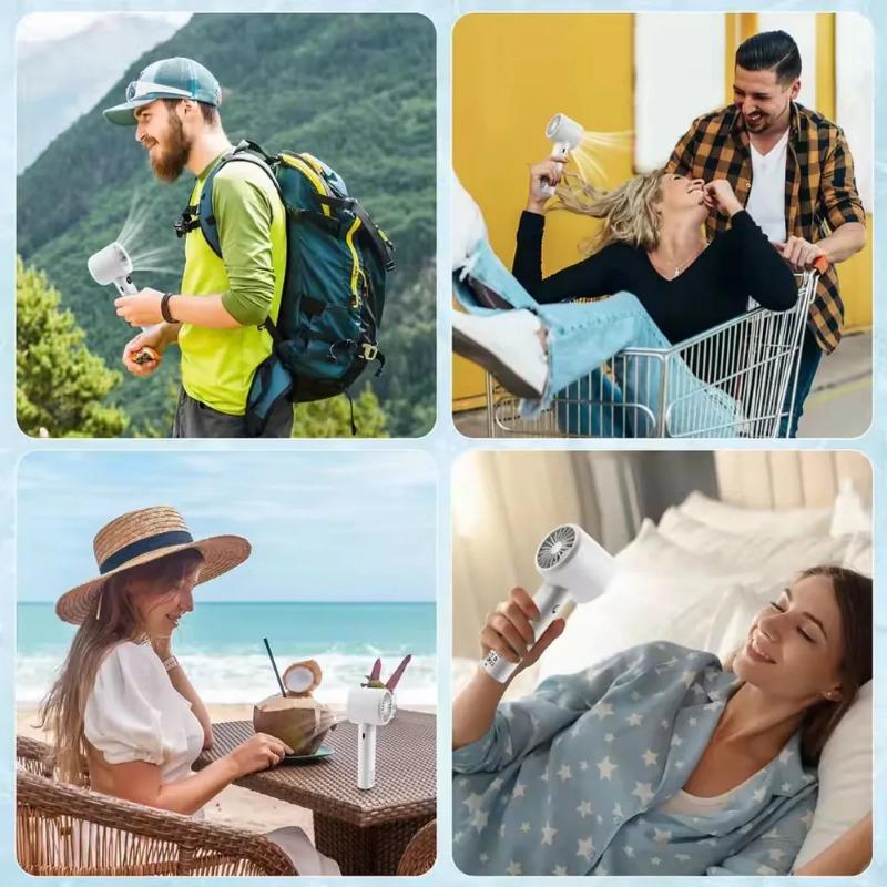 Portable Fan Handheld Fans 3 IN 1 Hand Fan with Air Turbo Tech Cooling Fan for Women Men Camping Travel Summer Outdoor