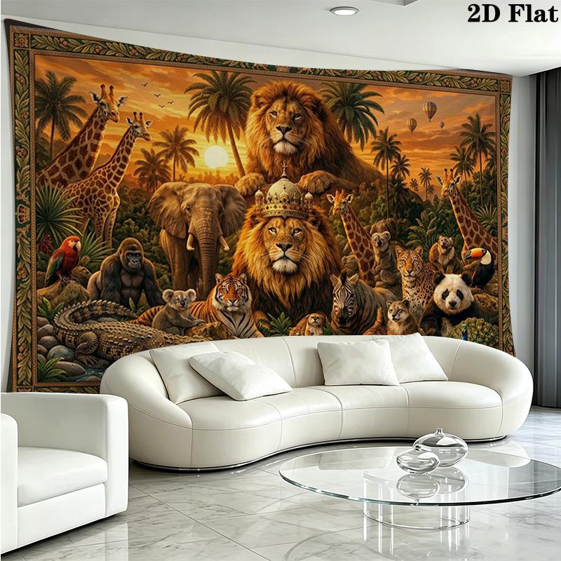 Afrikanische Tiere Wandteppich Ästhetischer Wandbehang Bedruckter Stoffdecke Dekorative Wandteppiche für Schlafzimmer Wohnzimmer Heimdekoration