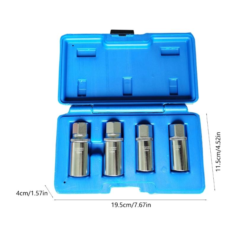 Pack of 4 Sturdy Steel Screw Extractors Kit Universal Removal Tool For Damaged Nut and Bolts