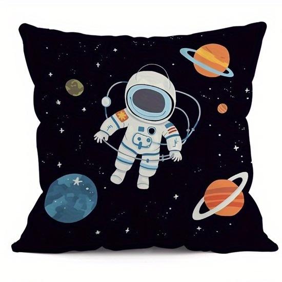 Home Decor Astronaut & Rocket & Planets Pillow Cover Pattern Cushion Cover Suitable for Sofa Bedroom Car Pillow Cover